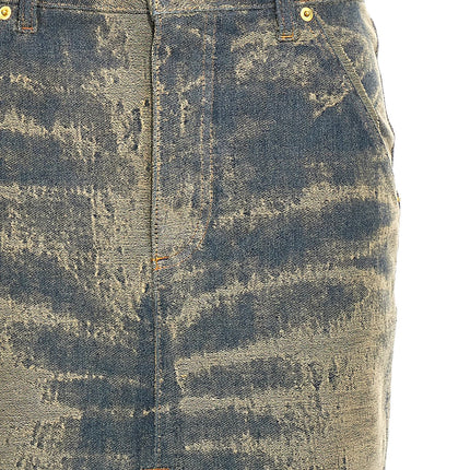 Darkpark Blue Cotton Mini Skirt
