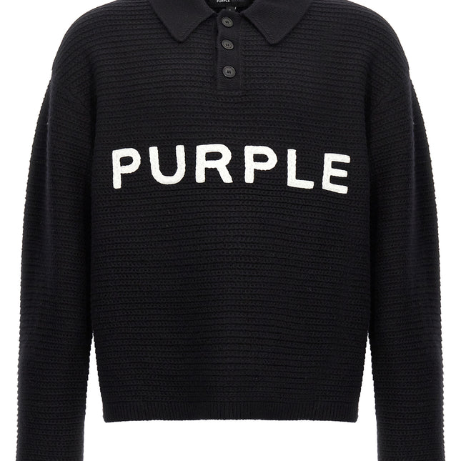 PURPLE Black Wool Cardigan