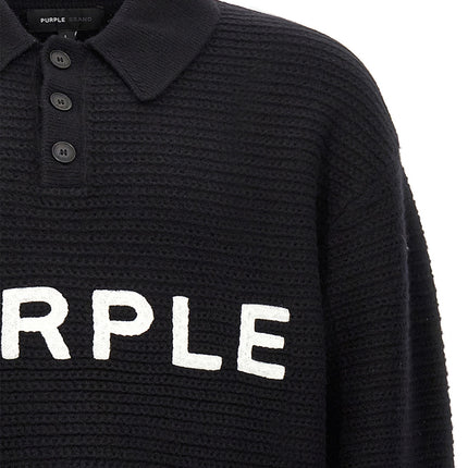 PURPLE Black Wool Cardigan