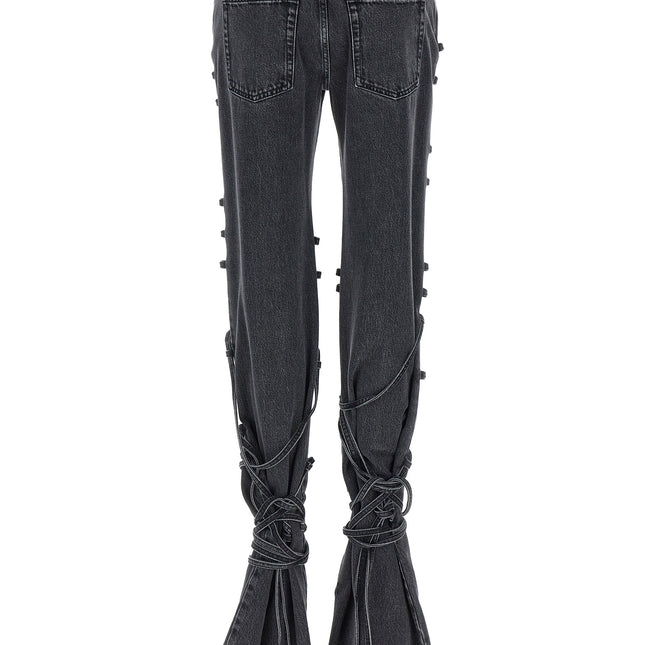 Alexander McQueen Black Cotton Flared Jeans