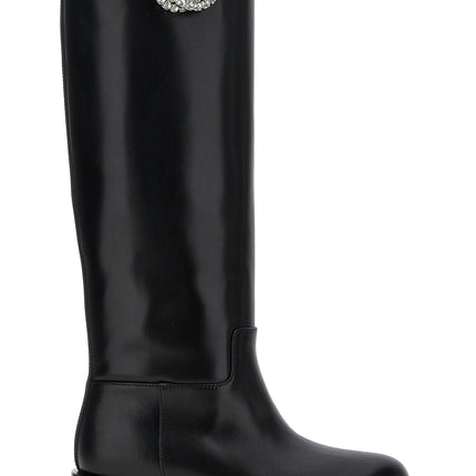 MACH & MACH Black Calfskin Over The Knee