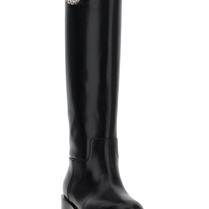MACH & MACH Black Calfskin Over The Knee