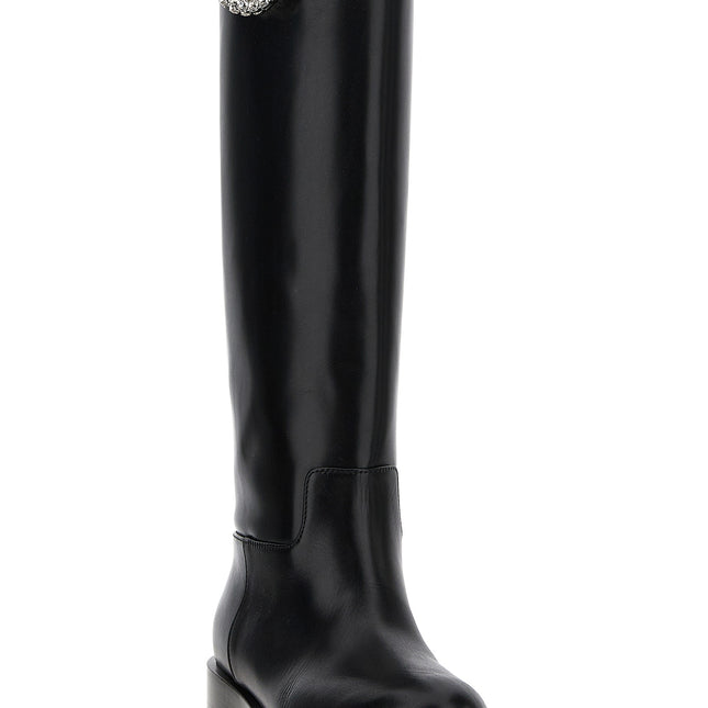MACH & MACH Black Calfskin Over The Knee