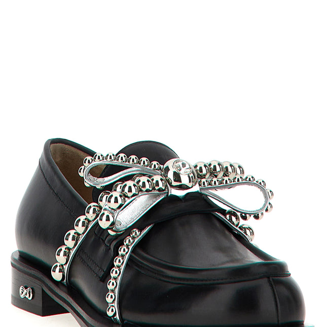 MACH & MACH Black Leather Slip-On Loafers