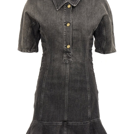 Ganni Black Cotton Short Dress