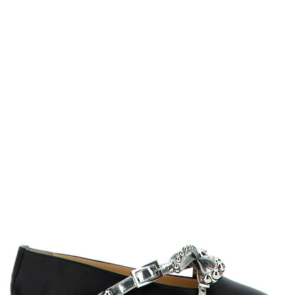 MACH & MACH Black Leather Ballet Flats