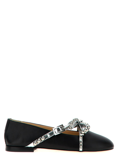 MACH & MACH Black Leather Ballet Flats