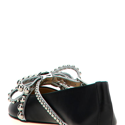 MACH & MACH Black Leather Ballet Flats