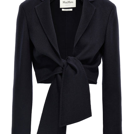 Max Mara Blue Wool Full-Length Jacket