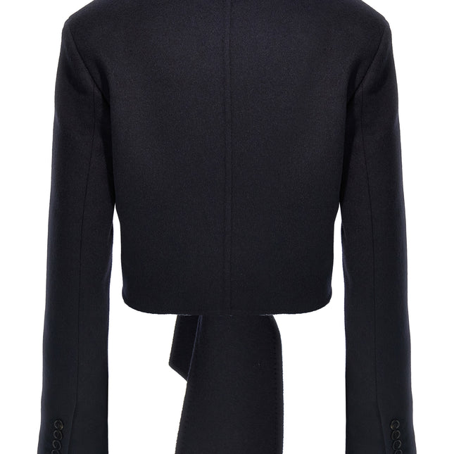 Max Mara Blue Wool Full-Length Jacket