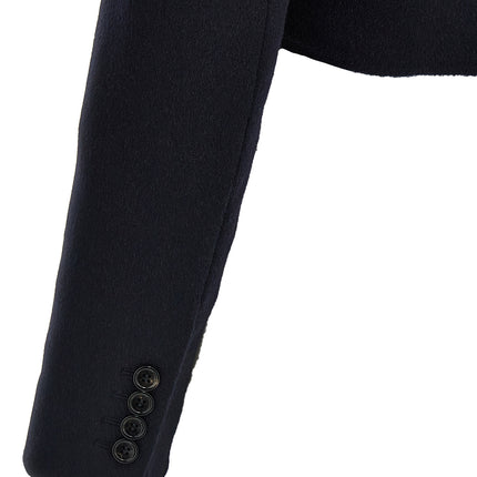 Max Mara Blue Wool Full-Length Jacket