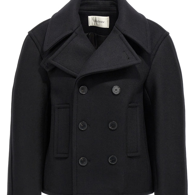 Saint Laurent Black Virgin Wool Coat