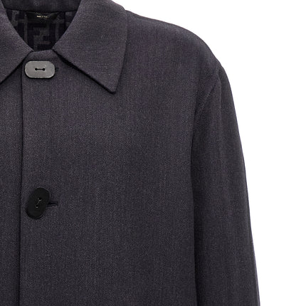 Fendi Blue Virgin Wool Coat