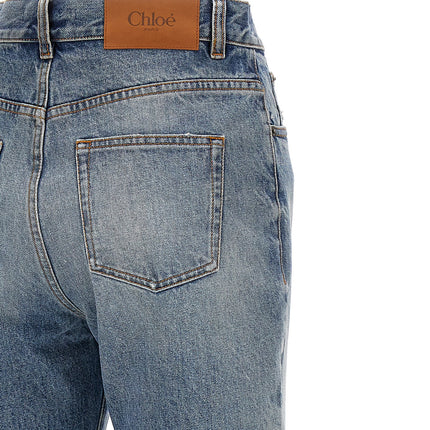 Chloé Blue Cotton Flared Jeans
