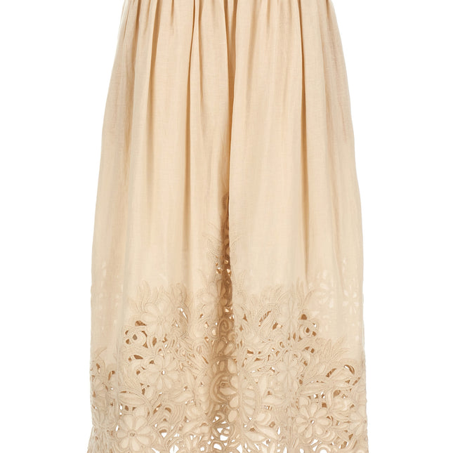 Zimmermann Beige Linen Midi Skirt