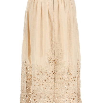 Zimmermann Beige Linen Midi Skirt