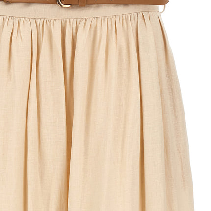 Zimmermann Beige Linen Midi Skirt