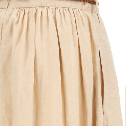 Zimmermann Beige Linen Midi Skirt