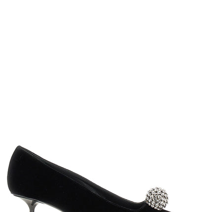 Jimmy Choo Black Textile Mid Heel Pumps