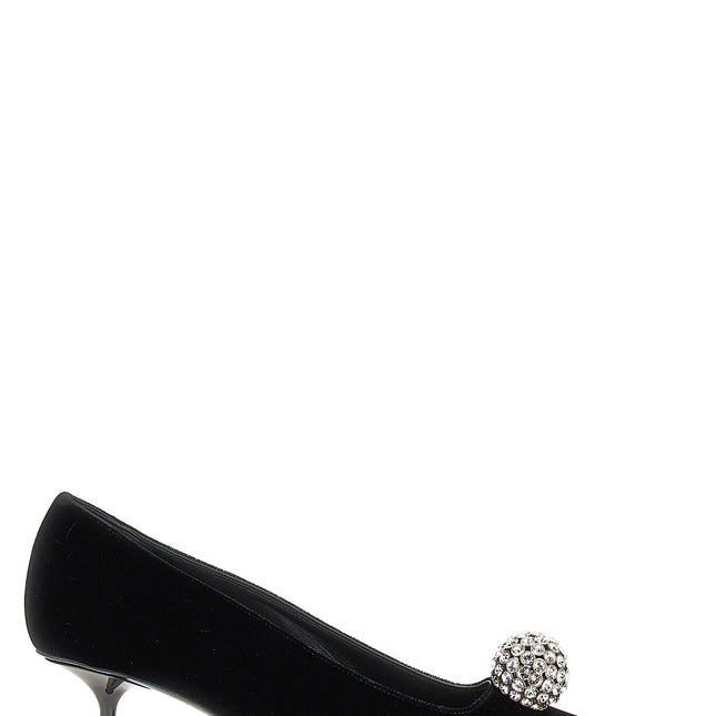 Jimmy Choo Black Textile Mid Heel Pumps