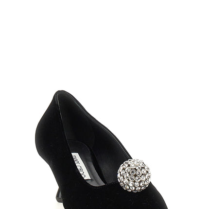 Jimmy Choo Black Textile Mid Heel Pumps