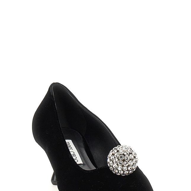 Jimmy Choo Black Textile Mid Heel Pumps