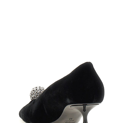 Jimmy Choo Black Textile Mid Heel Pumps
