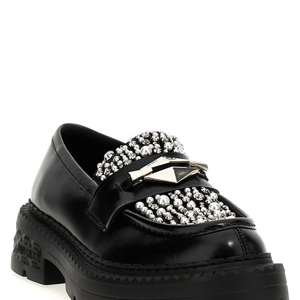 Jimmy Choo Black Calfskin Slip-On Loafers