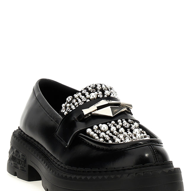 Jimmy Choo Black Calfskin Slip-On Loafers