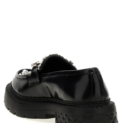 Jimmy Choo Black Calfskin Slip-On Loafers