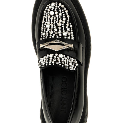 Jimmy Choo Black Calfskin Slip-On Loafers