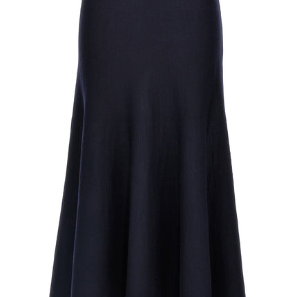 Khaite Blue Wool Midi Skirt