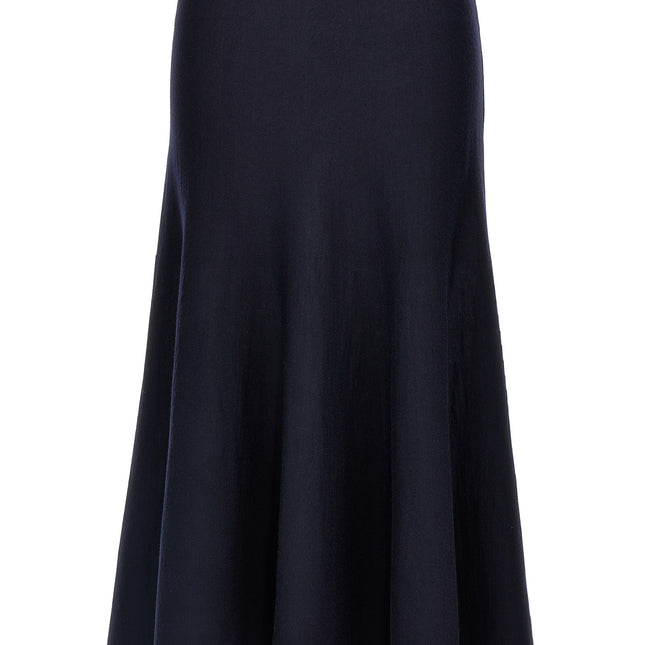 Khaite Blue Wool Midi Skirt