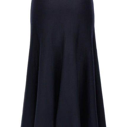 Khaite Blue Wool Midi Skirt