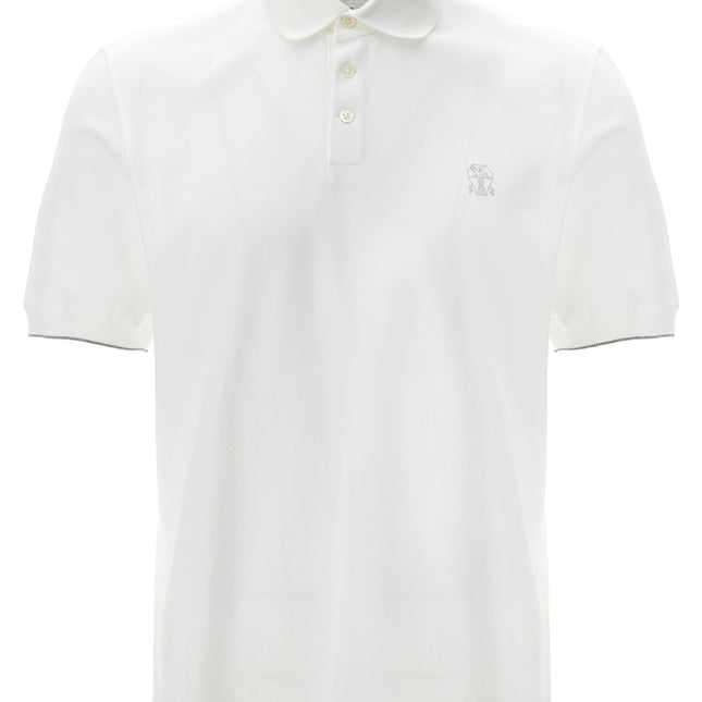 Brunello Cucinelli White Cotton Polo Shirt