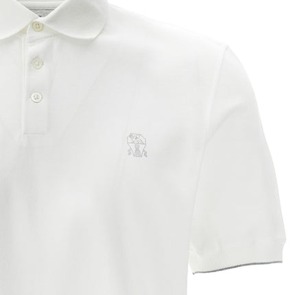 Brunello Cucinelli White Cotton Polo Shirt