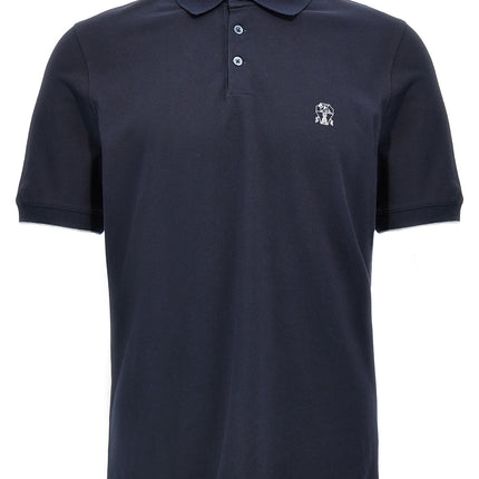 Brunello Cucinelli Blue Cotton Polo Shirt