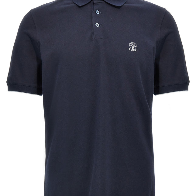 Brunello Cucinelli Blue Cotton Polo Shirt