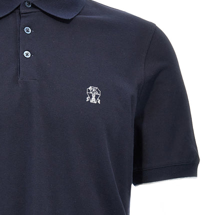 Brunello Cucinelli Blue Cotton Polo Shirt