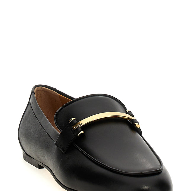Tod's Black Calfskin Slip-On Loafers