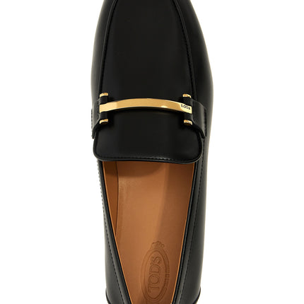 Tod's Black Calfskin Slip-On Loafers