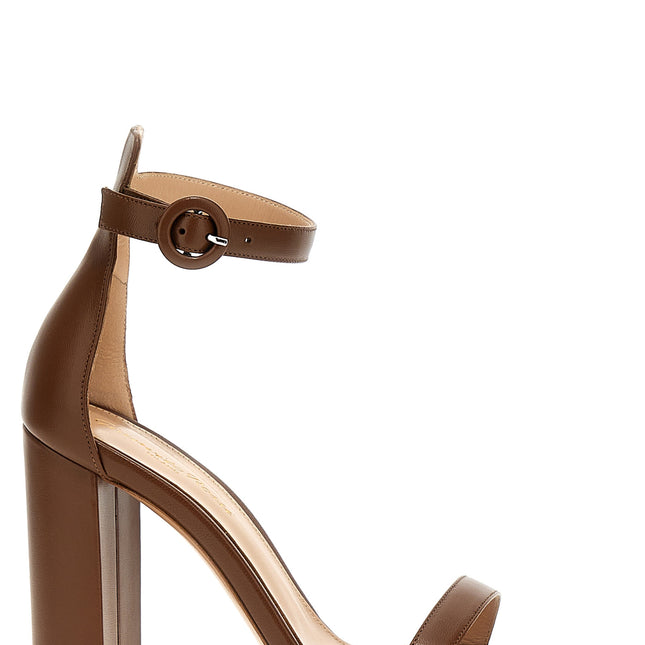 Gianvito Rossi Brown Goatskin Stiletto Heel Sandals
