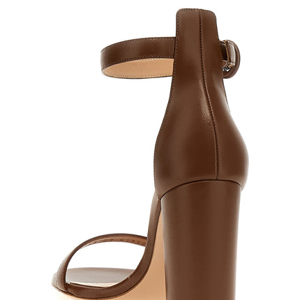 Gianvito Rossi Brown Goatskin Stiletto Heel Sandals