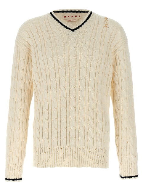 Marni White Cotton Cardigan