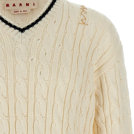 Marni White Cotton Cardigan