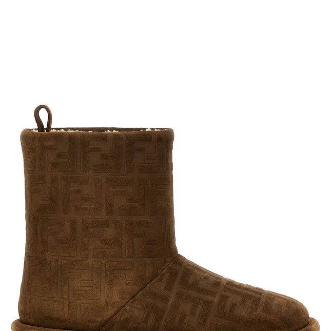 Fendi Brown Calf Leather Bos Taurus Ankle Boots