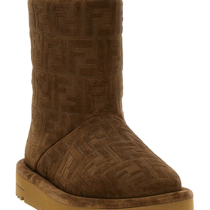 Fendi Brown Calf Leather Bos Taurus Ankle Boots