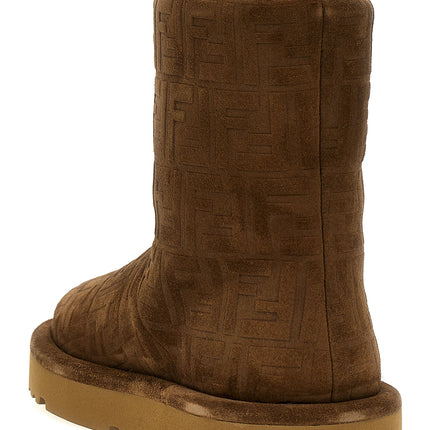 Fendi Brown Calf Leather Bos Taurus Ankle Boots
