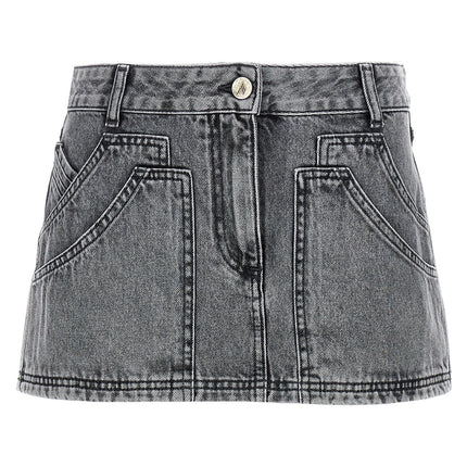 The Attico Gray Cotton Long Skirt
