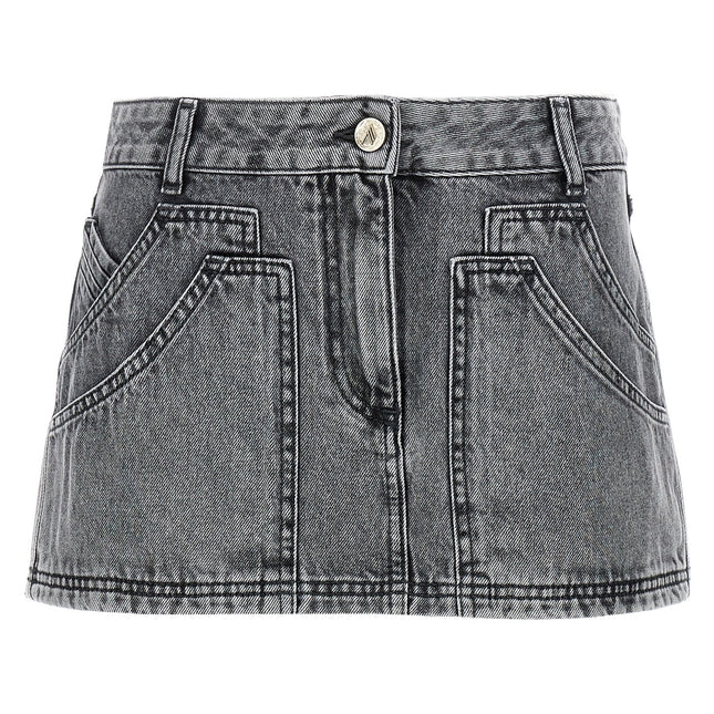 The Attico Gray Cotton Long Skirt